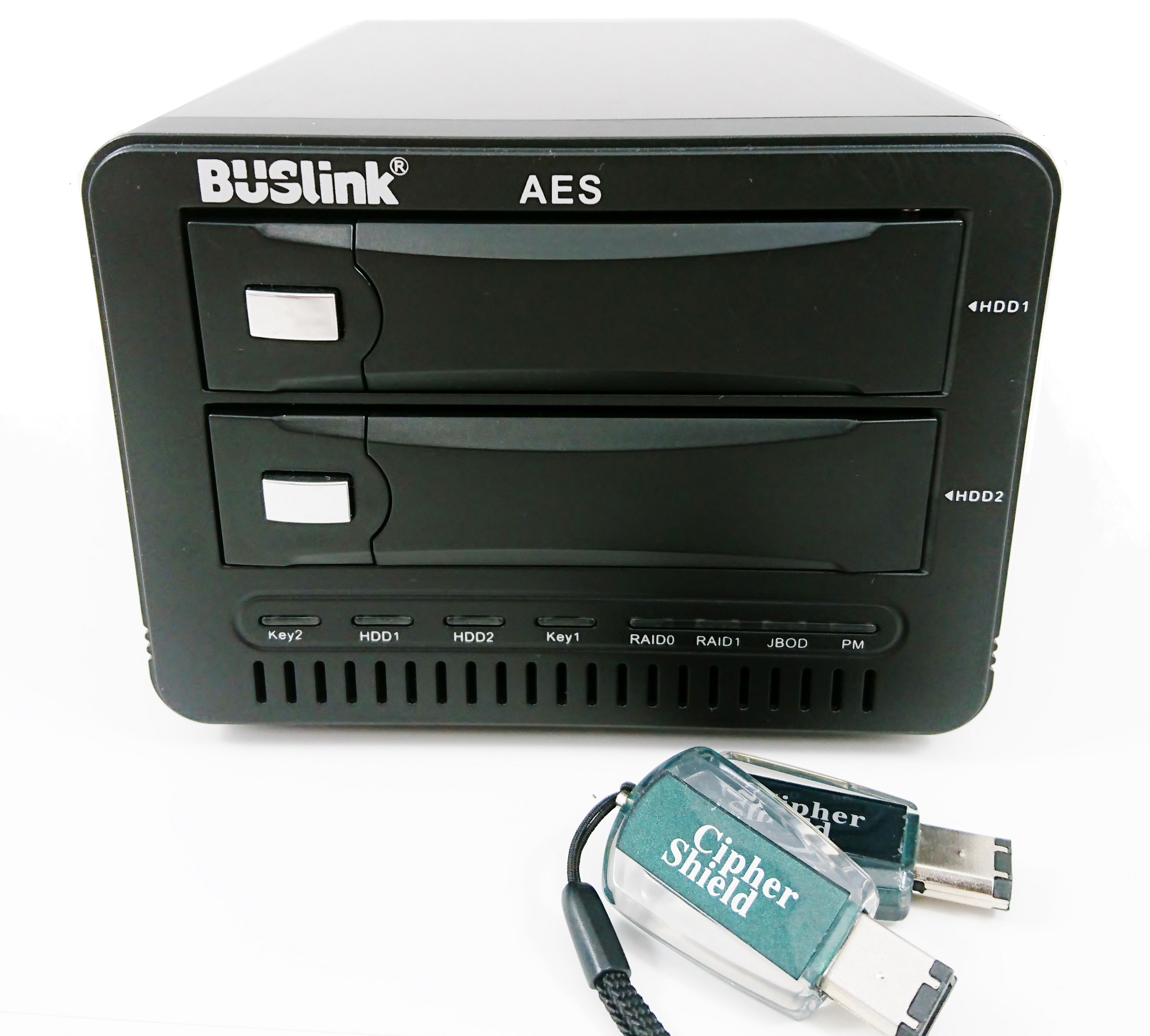 CipherShield FIPS 140-2 HIPAA 256-bit AES USB 3.0/eSATA 2-Bay RAID 0  Hardware Encrypted External Desktop Hard Drive