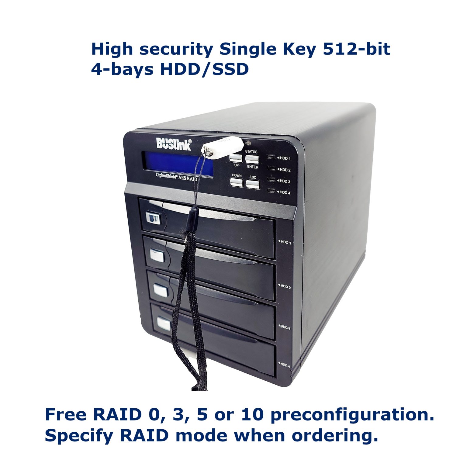 4-Bay RAID USB 3.2 Gen 1 (3.0)/eSATA CipherShield 512-bit AES FIPS 140 ...